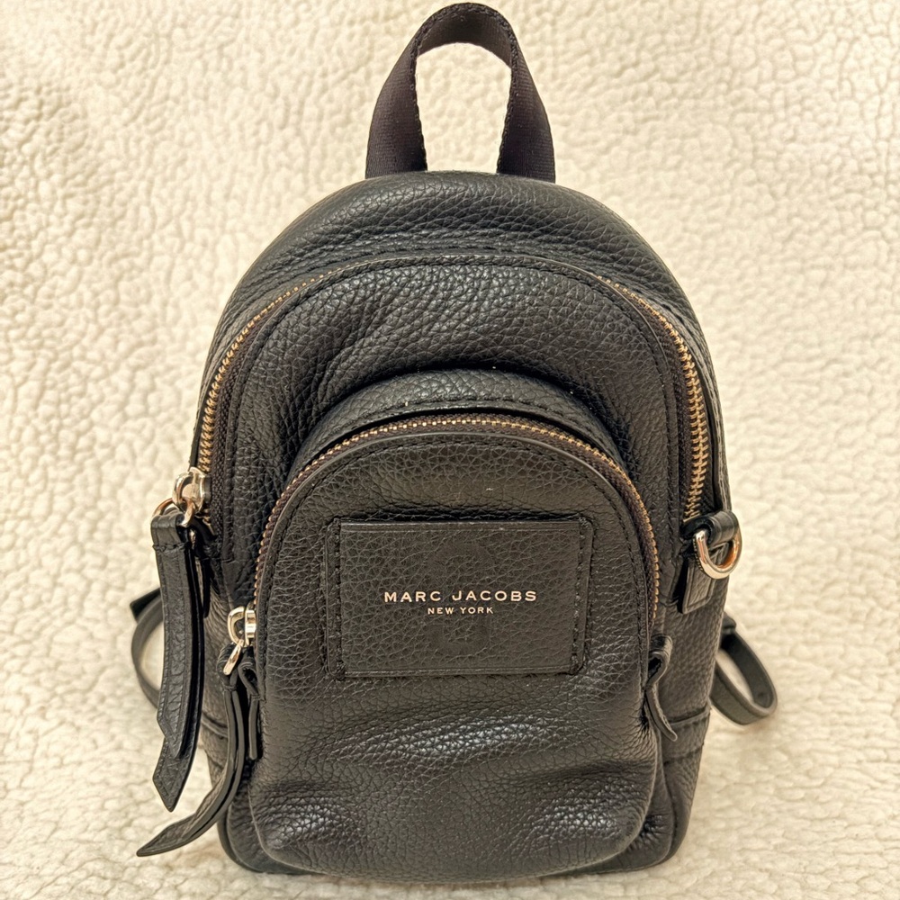 Marc Jacobs Mini Black Pebbled Leather Convertible Backpack